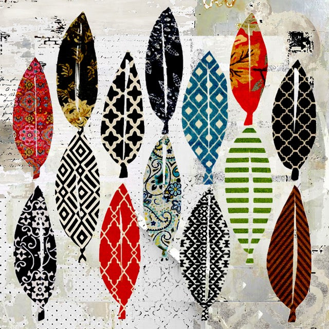 Leaf Field - Abstract Collage Art Long Scarf