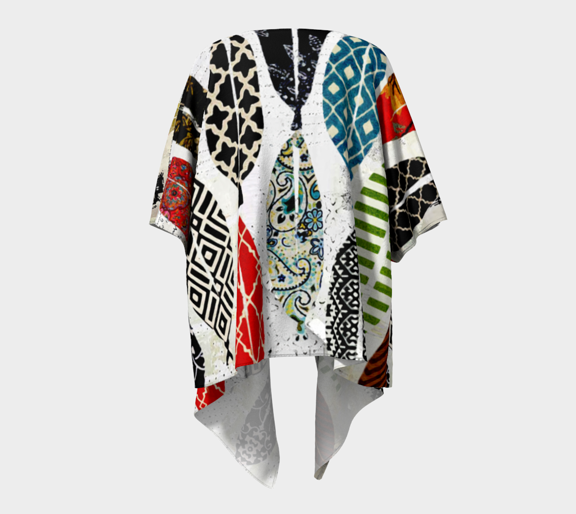 Leaf Field - Abstract Collage Art Draped Kimono Shawl