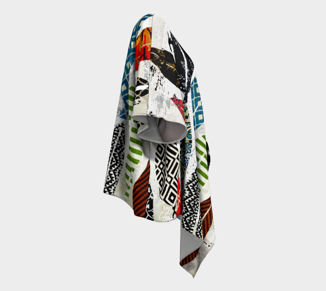 Leaf Field - Abstract Collage Art Draped Kimono Shawl