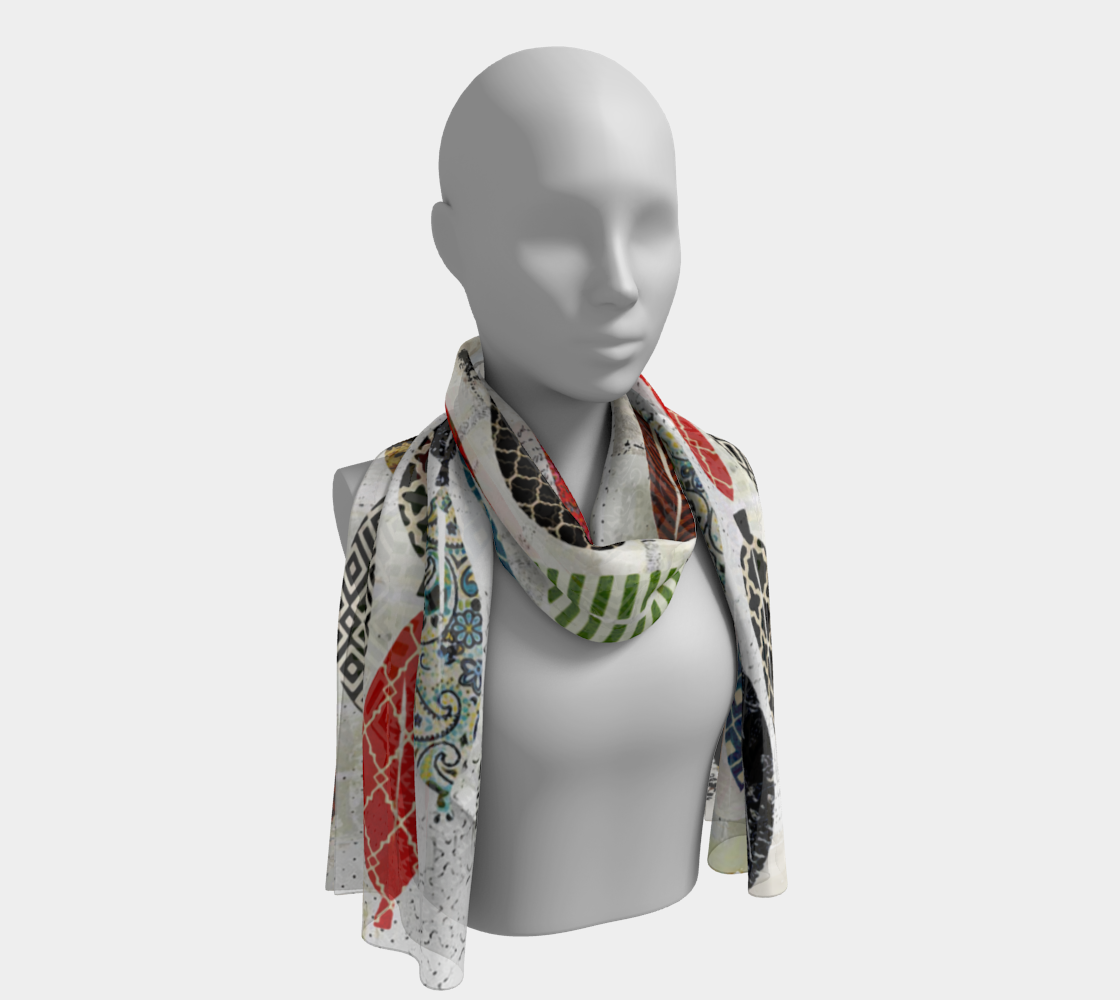 Leaf Field - Abstract Collage Art Long Scarf