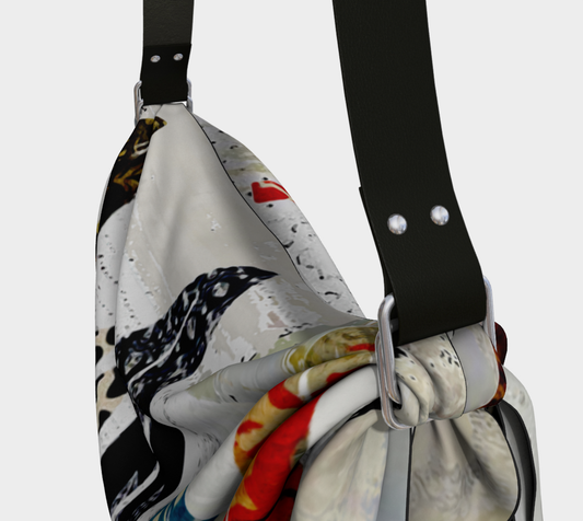 Leaf Field Art Collage - Convertible Origami Tote Bag