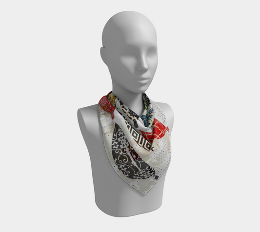 Leaf Field - Abstract Collage Art Square Scarf