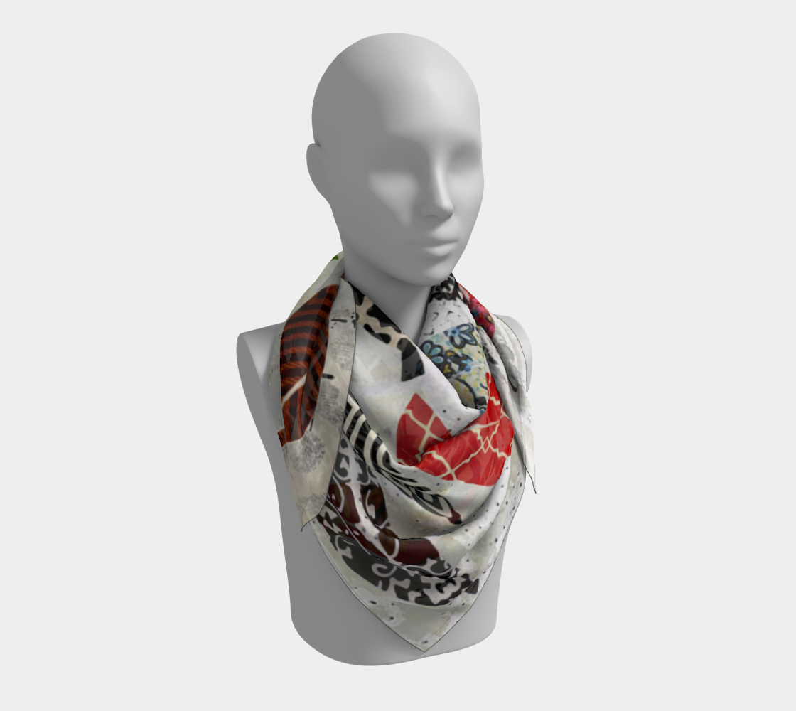 Leaf Field - Abstract Collage Art Square Scarf