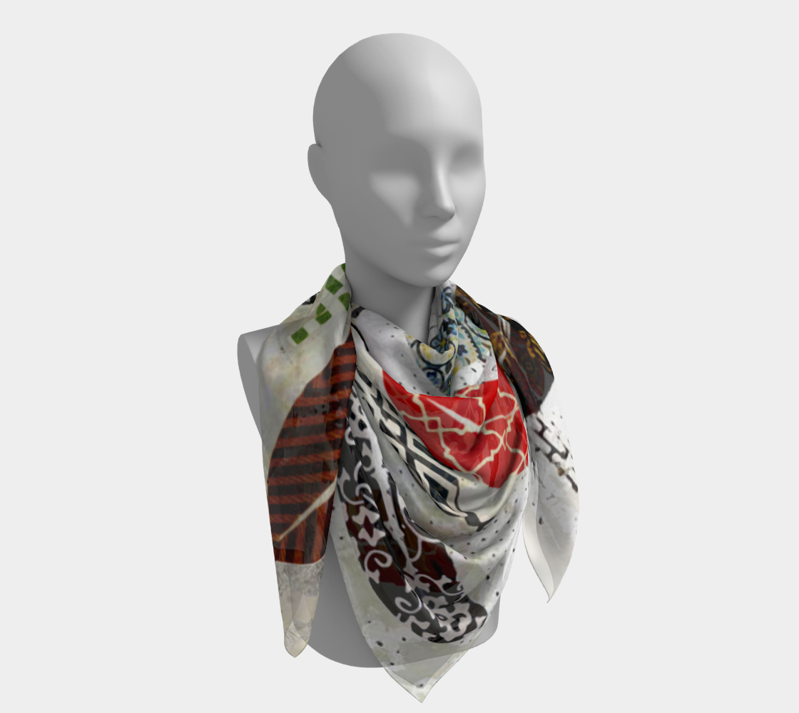 Leaf Field - Abstract Collage Art Square Scarf