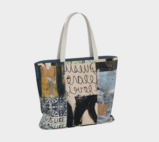 Likers Botanical Collage - Large Lined Tote Bag