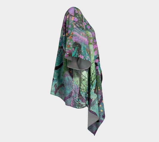 Lilac Dapple - Abstract Art Draped Kimono Shawl