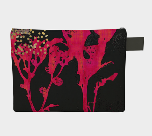 Magenta Wildflower Botanical - Lined Zipper Carry-all