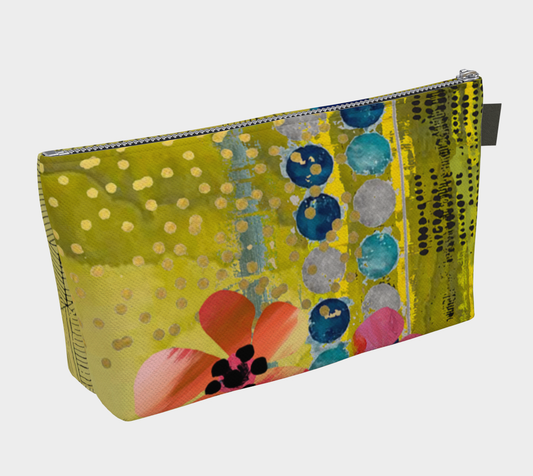 Olive Blooms Abstract Art - Lined Makeup Bag
