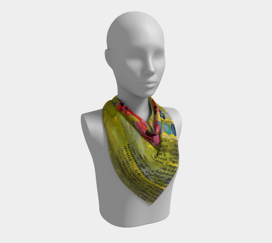 Olive Blooms - Abstract Art Square Scarf