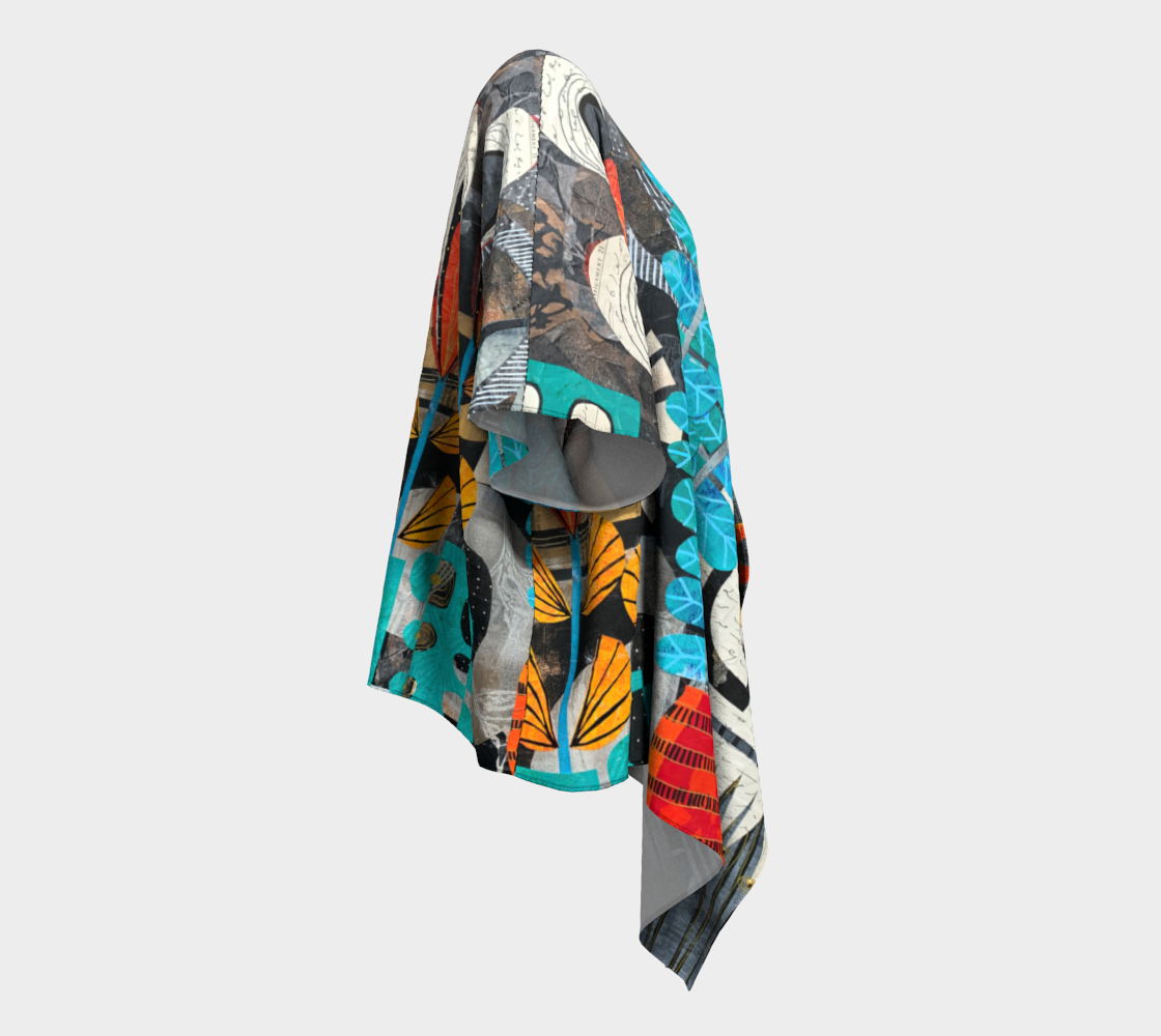 Partial Sun - Abstract Collage Art Draped Kimono Shawl