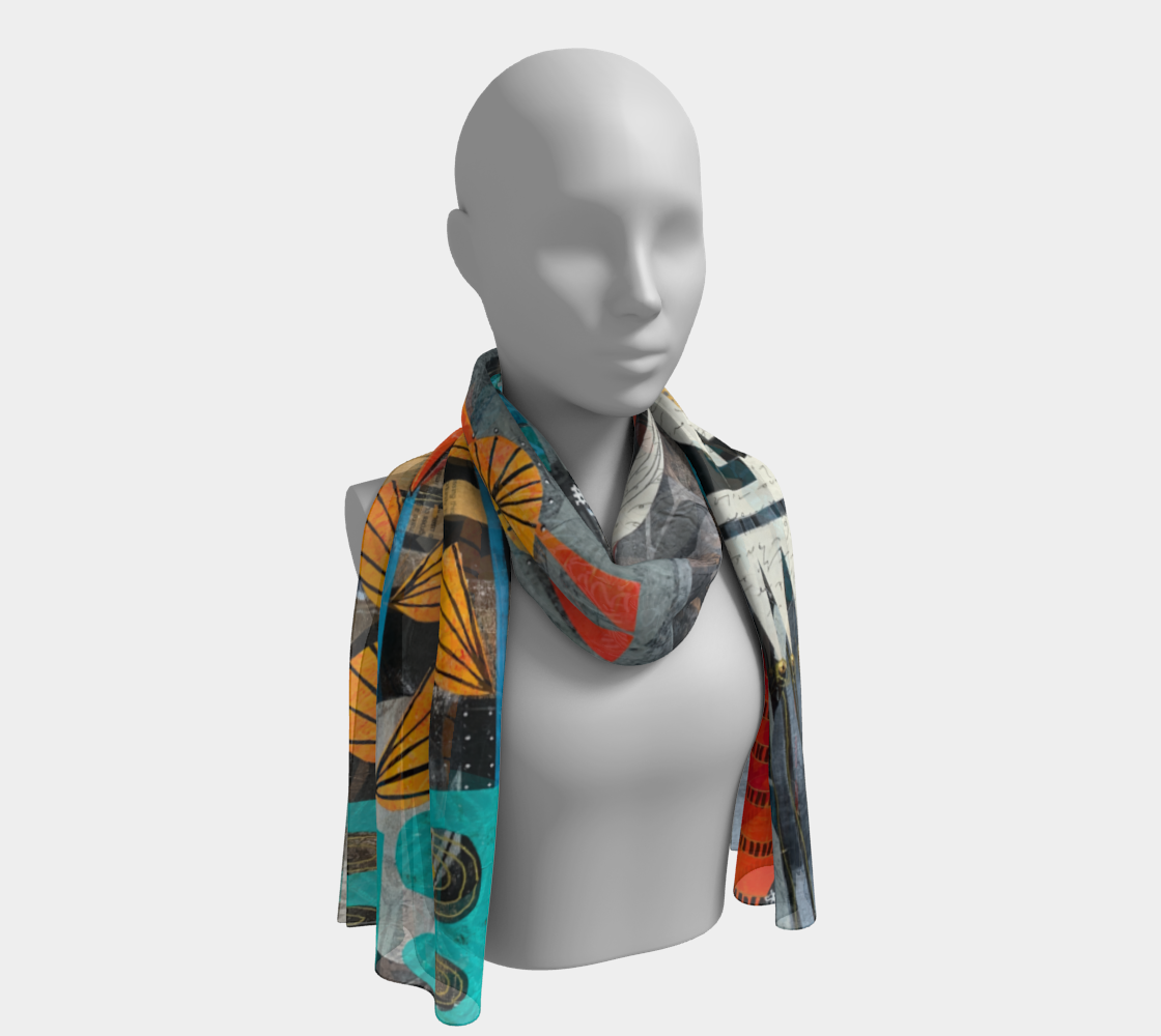 Partial Sun - Abstract Collage Art Long Scarf