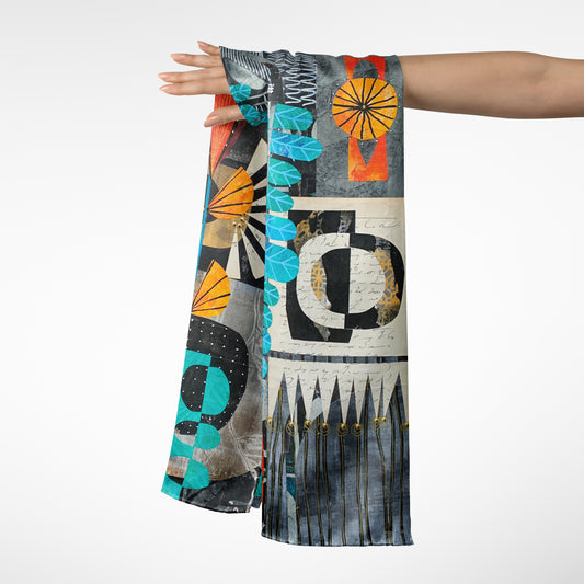 Partial Sun - Abstract Collage Art Long Scarf