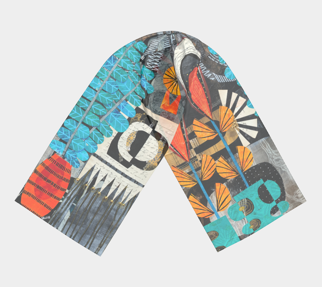 Partial Sun - Abstract Collage Art Long Scarf