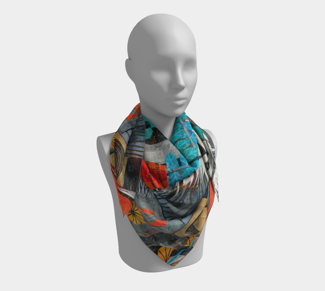 Partial Sun - Abstract Collage Art Square Scarf