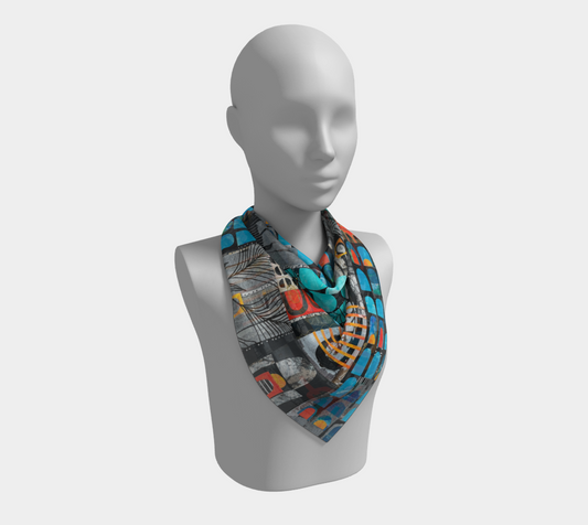 Rainy Monday - Abstract Collage Art Square Scarf