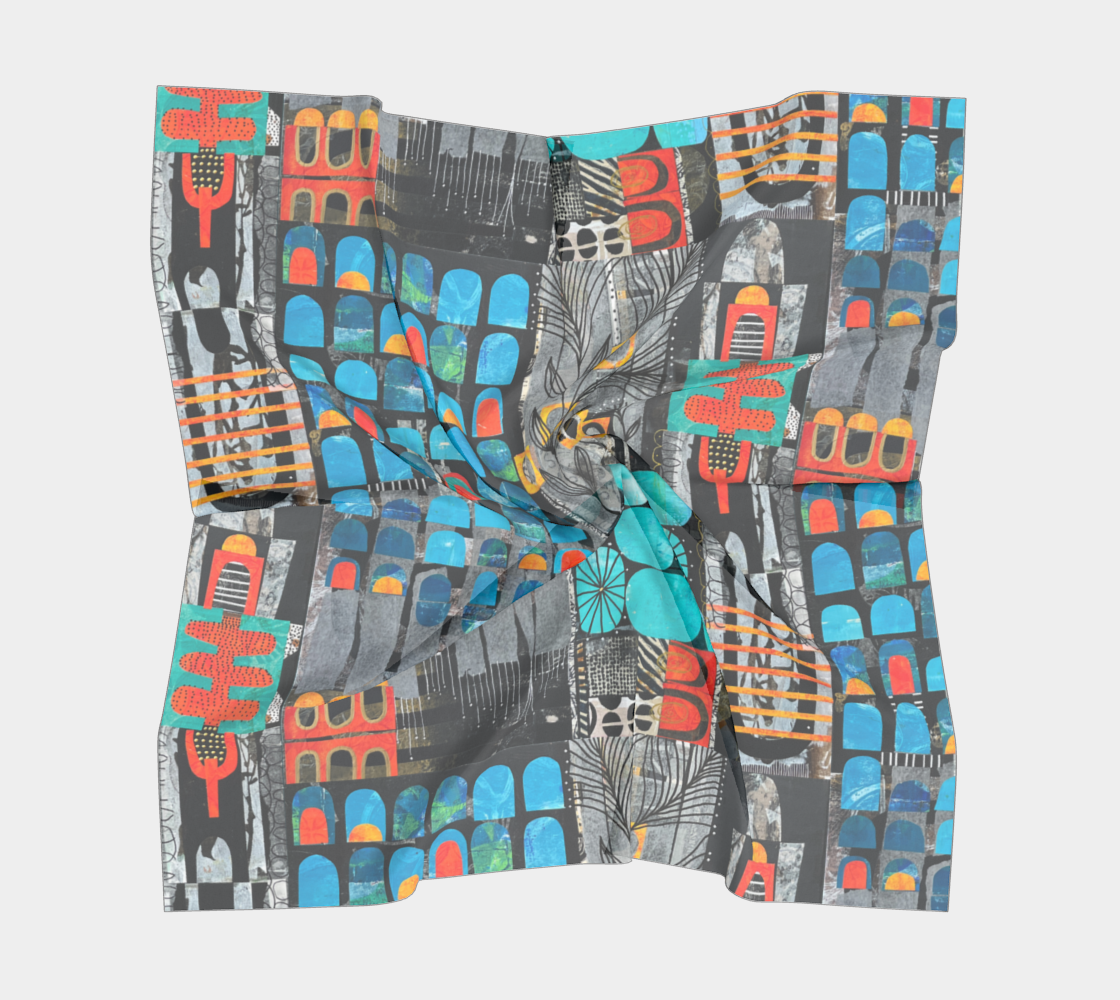 Rainy Monday - Abstract Collage Art Square Scarf