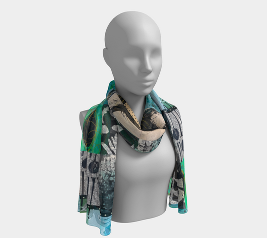 Riverwalk - Abstract Collage Art Long Scarf