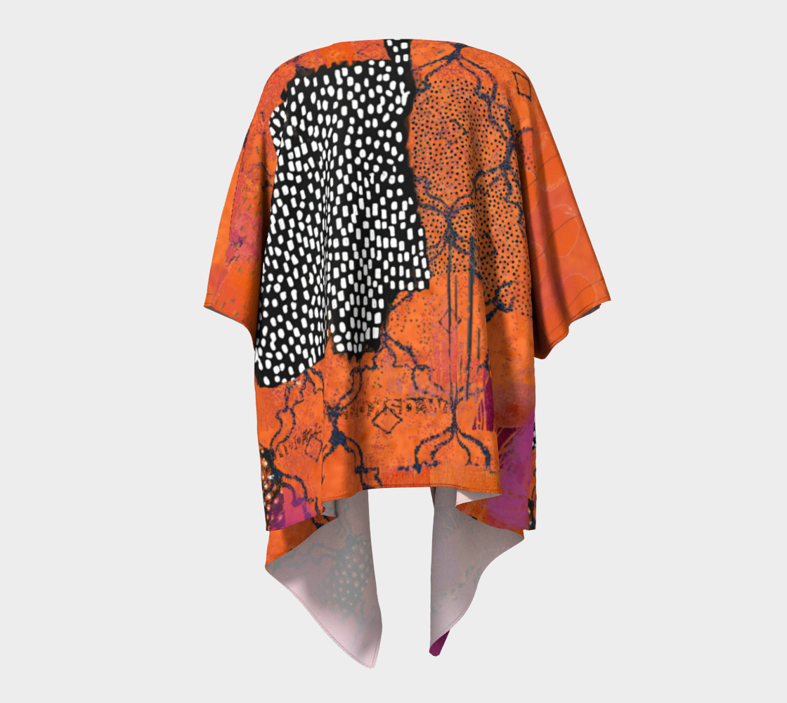 Rust Lattice - Abstract Art Draped Kimono Shawl