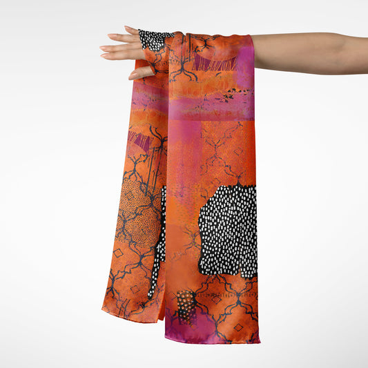 Rust Lattice Abstract Art - Long Scarf