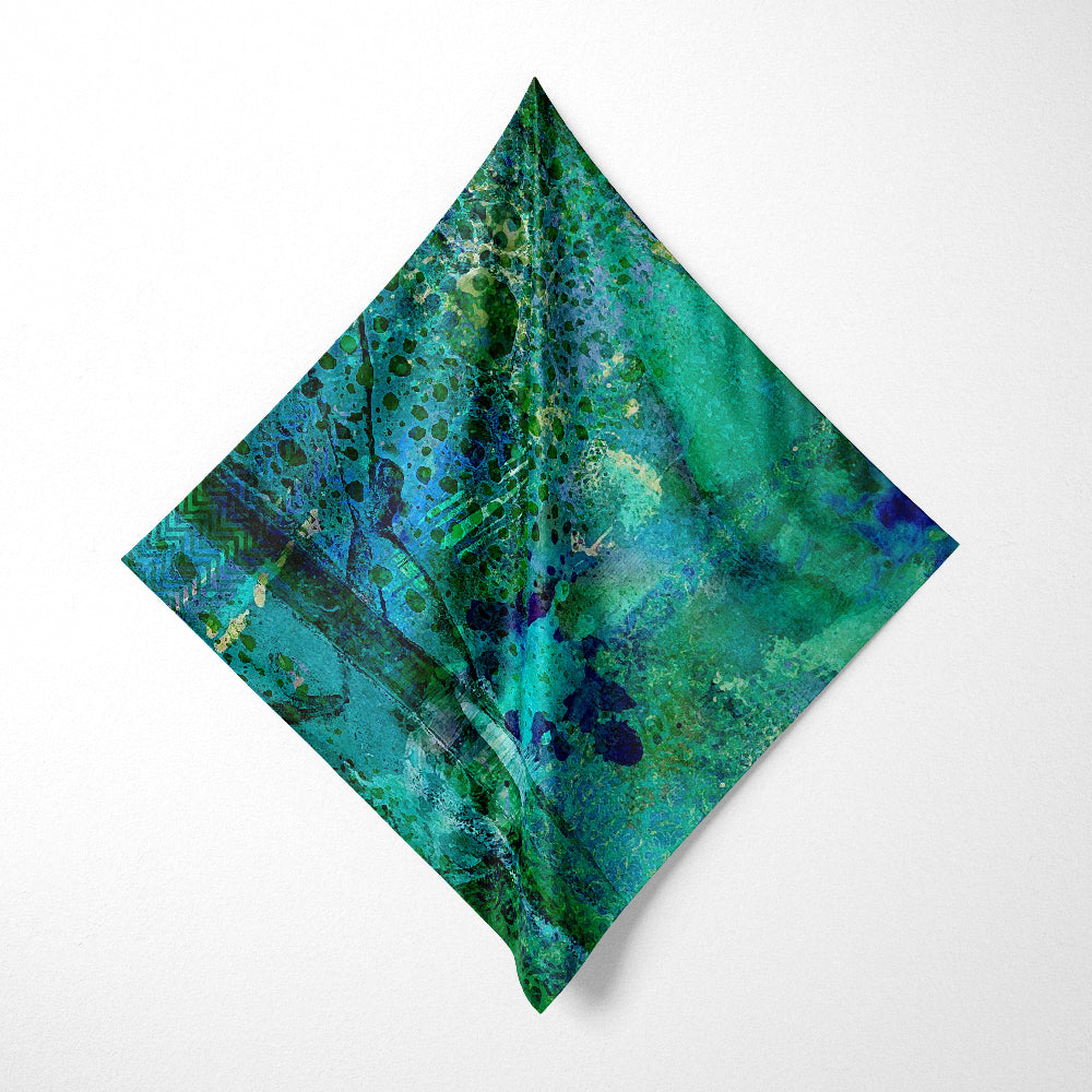 Teal Dissolve - Abstract Art Square Scarf