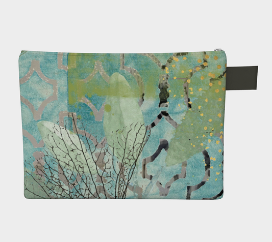 Teal Hydrangea Botanical - Lined Zipper Carry-all
