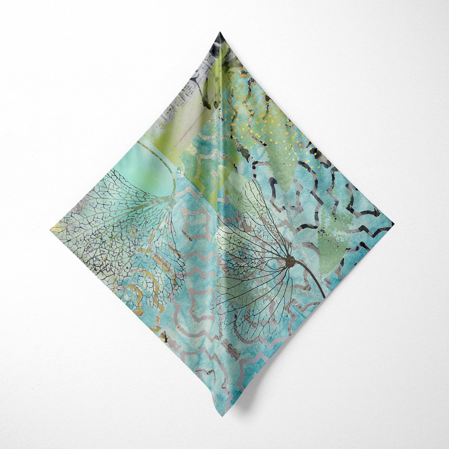 Teal Hydrangea Square Scarf