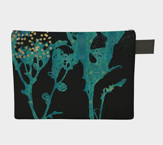 Teal Wildflower Botanical - Lined Zipper Carry-all