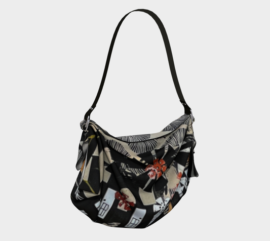 Floral patterned handbag on a light gray background