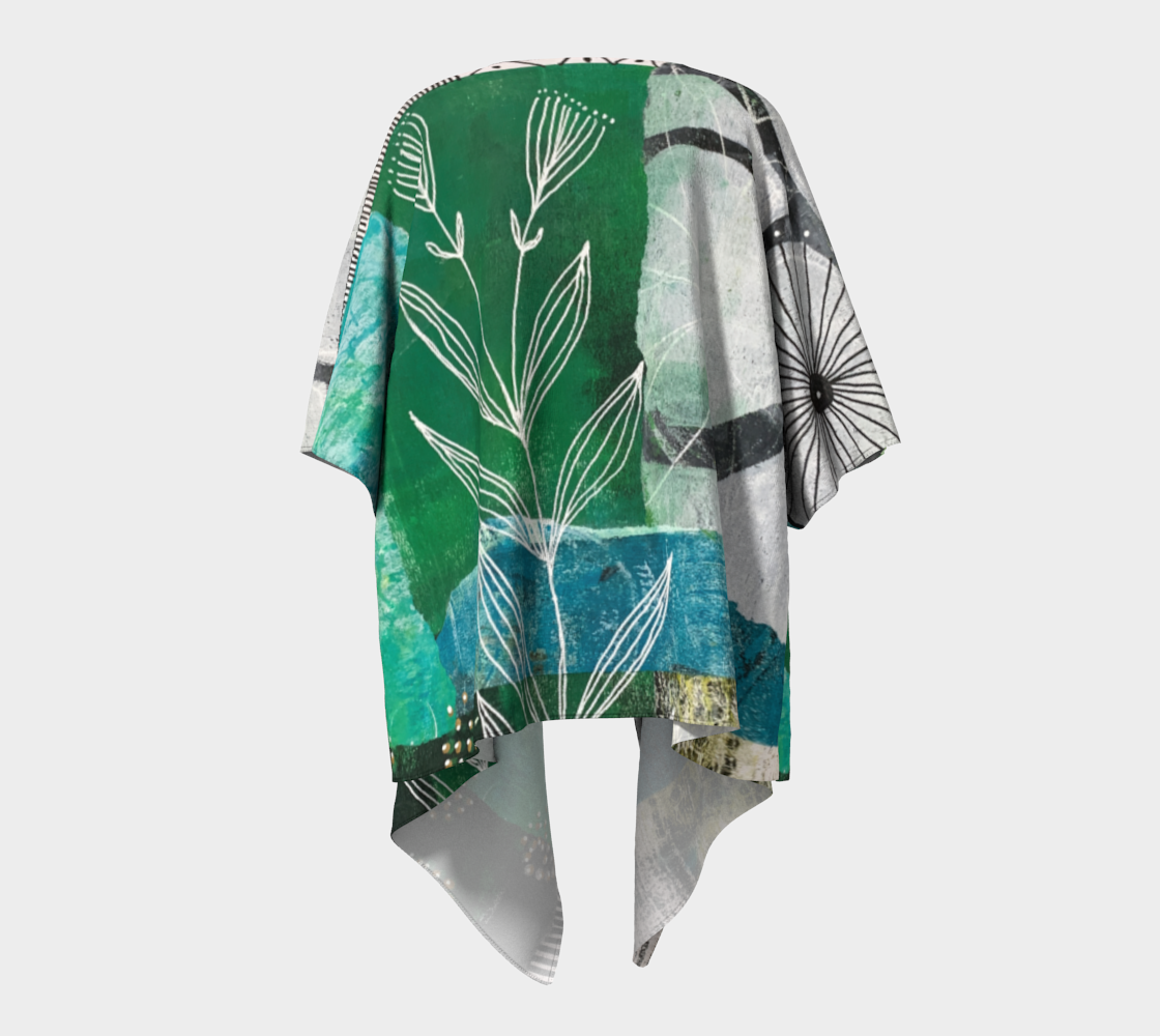 Vine Around - Abstract Collage Art Draped Kimono Shawl