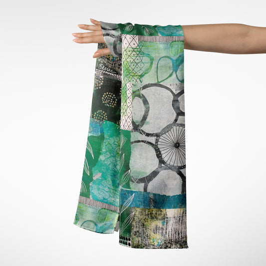 Vine Around - Abstract Collage Art Long Scarf
