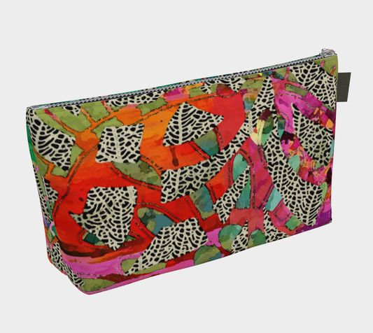 Colorful pouch with abstract pattern on a white background