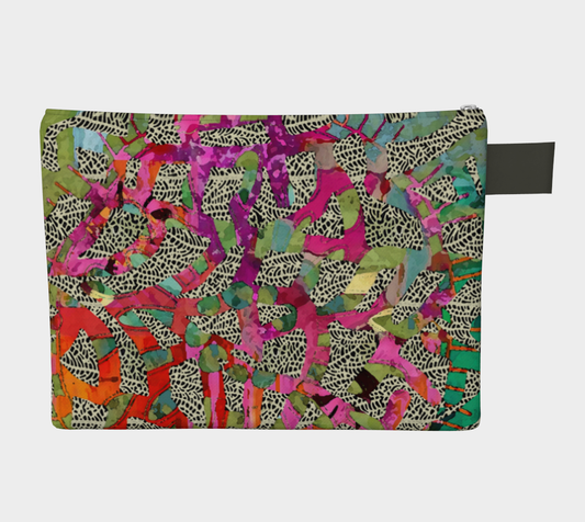 Colorful patterned pouch with a plain background