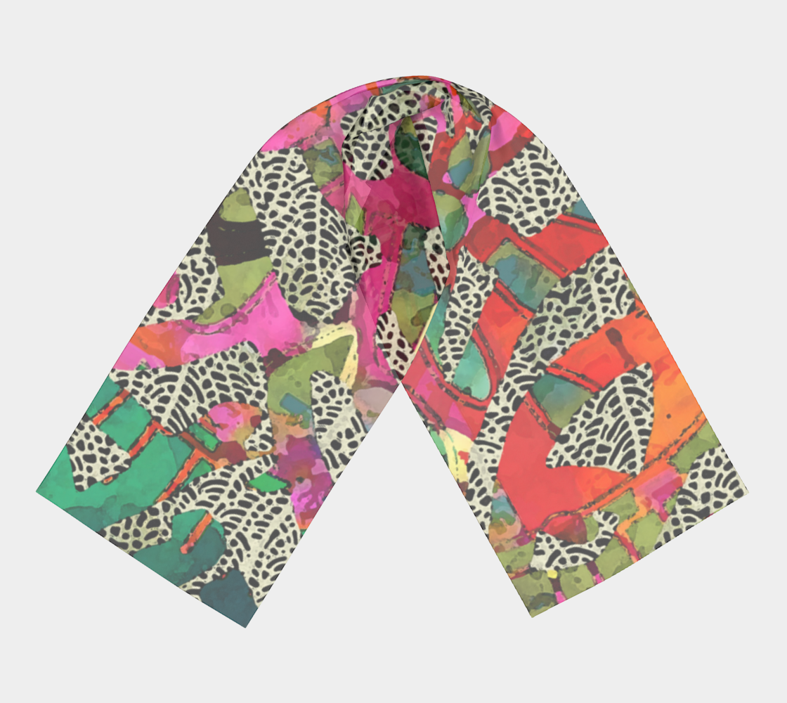 Colorful scarf with abstract pattern on a white background