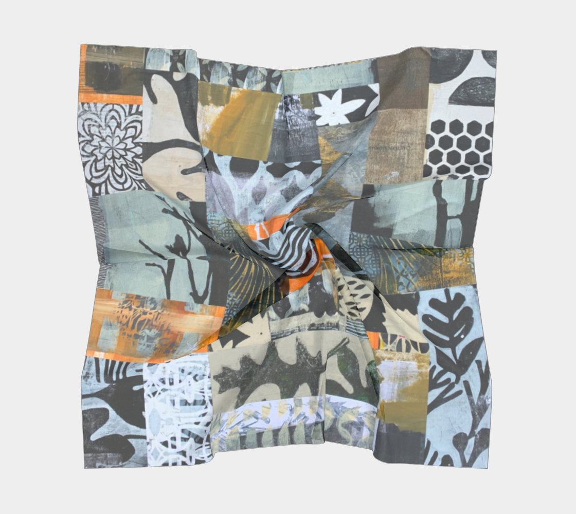Colorful patchwork fabric with various patterns on a white background