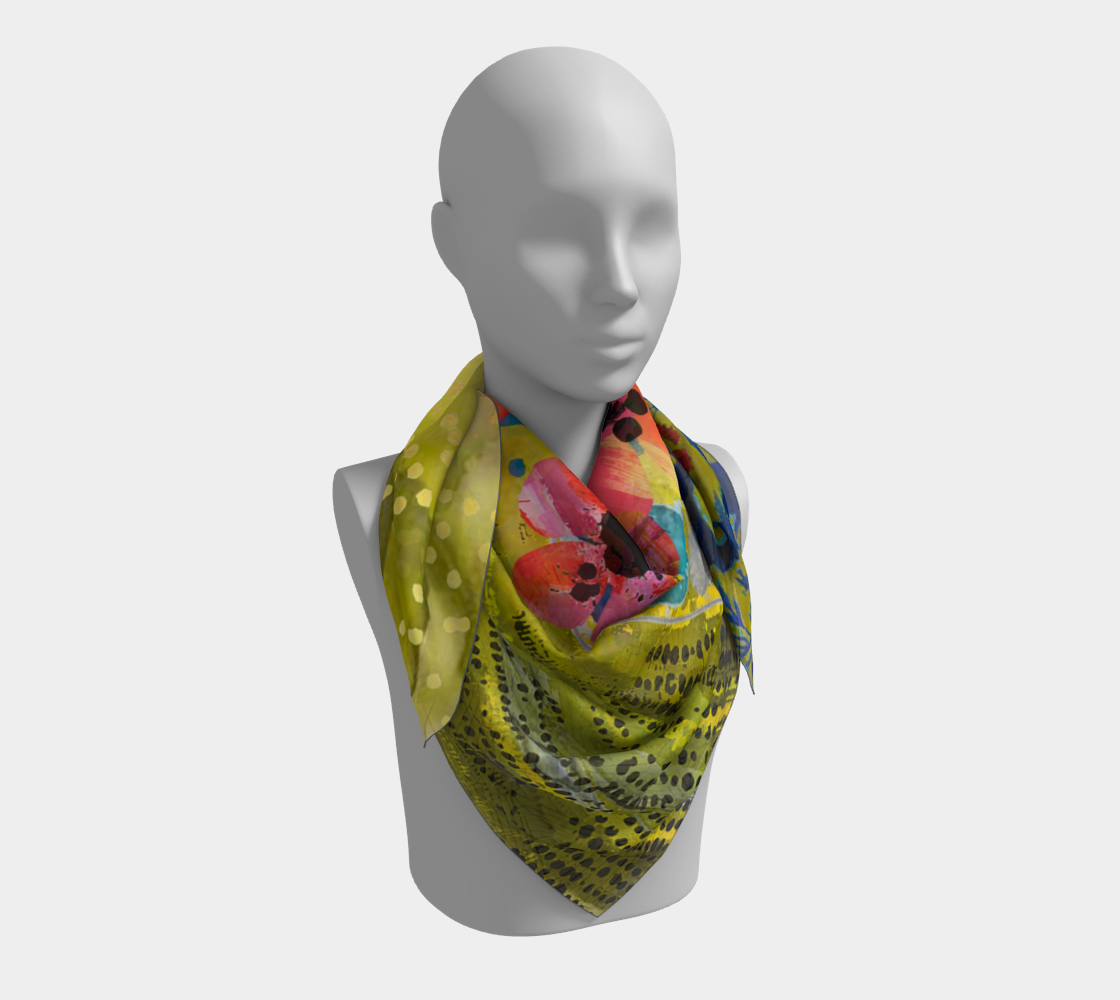 Olive Blooms Square Scarf