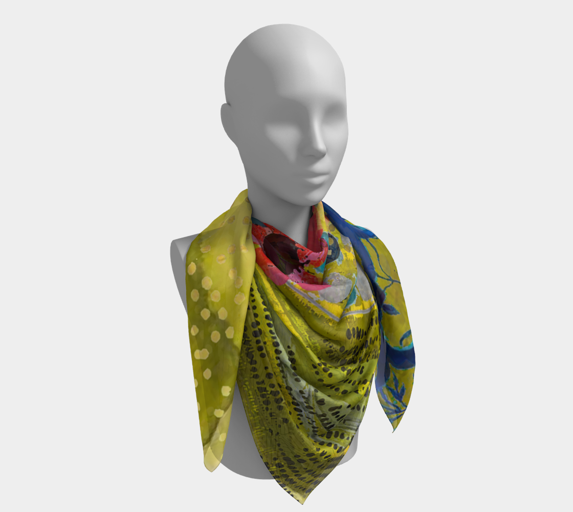 Olive Blooms Square Scarf