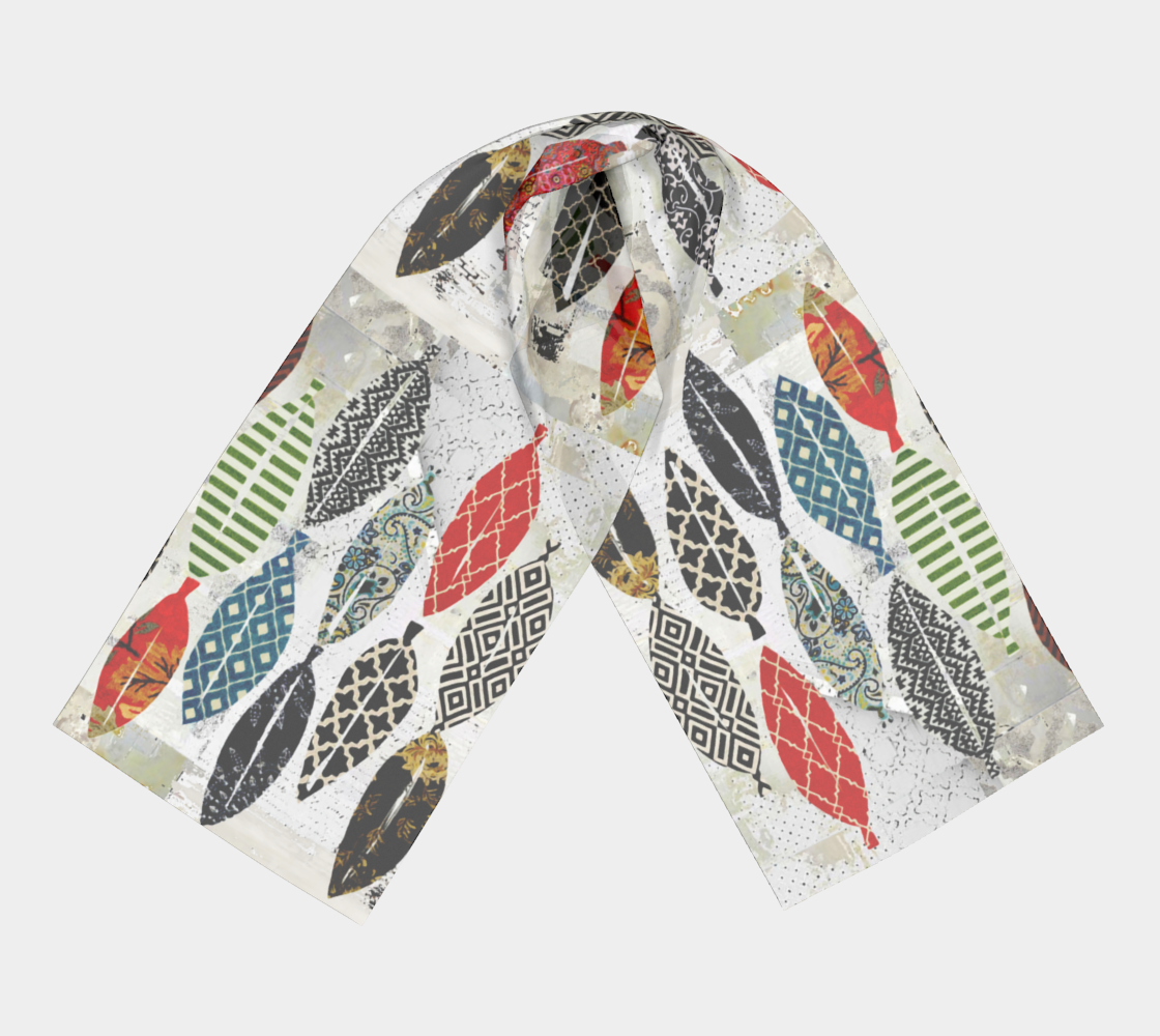 Leaf Field - Abstract Collage Art Long Scarf