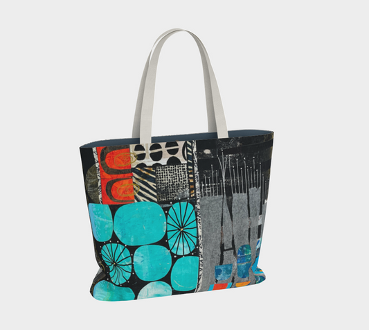 Rainy Monday Abstract Collage - Large Lined Tote Bag
