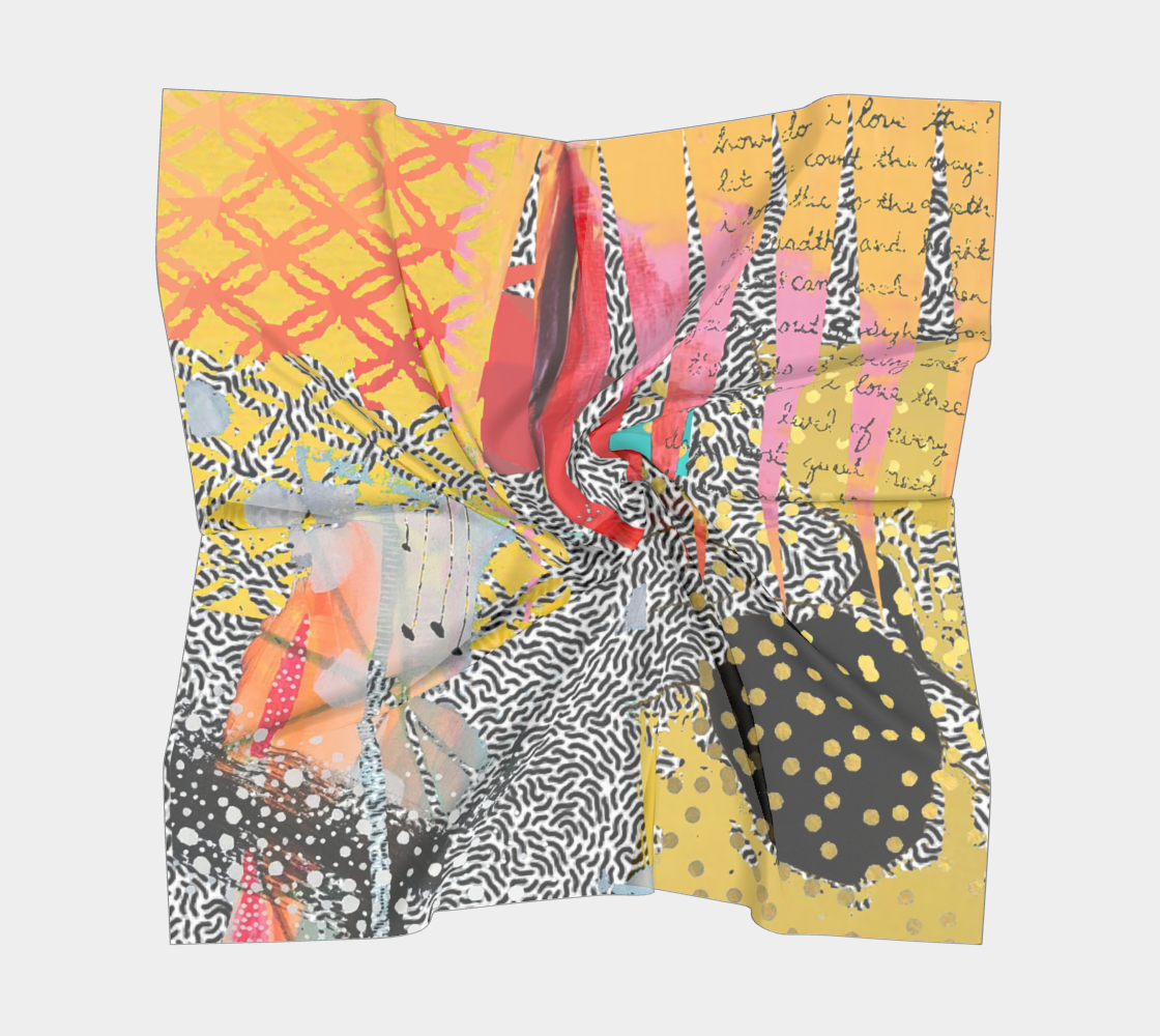 Gold Lattice - Abstract Art Square Scarf