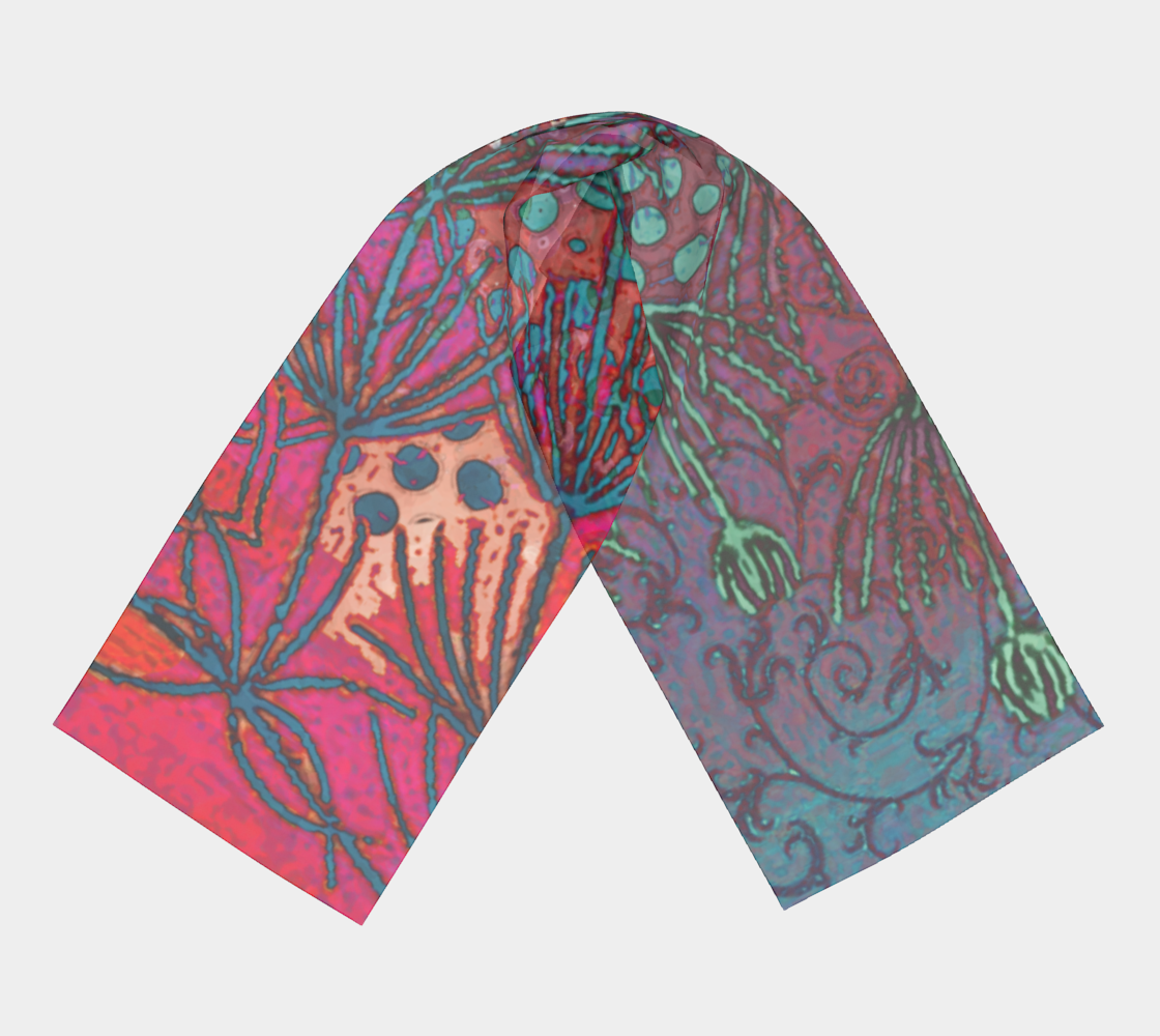 Colorful scarf with abstract pattern on a light gray background