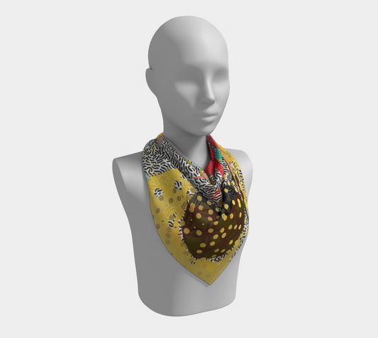 Gold Lattice Abstract Art - Square Scarf