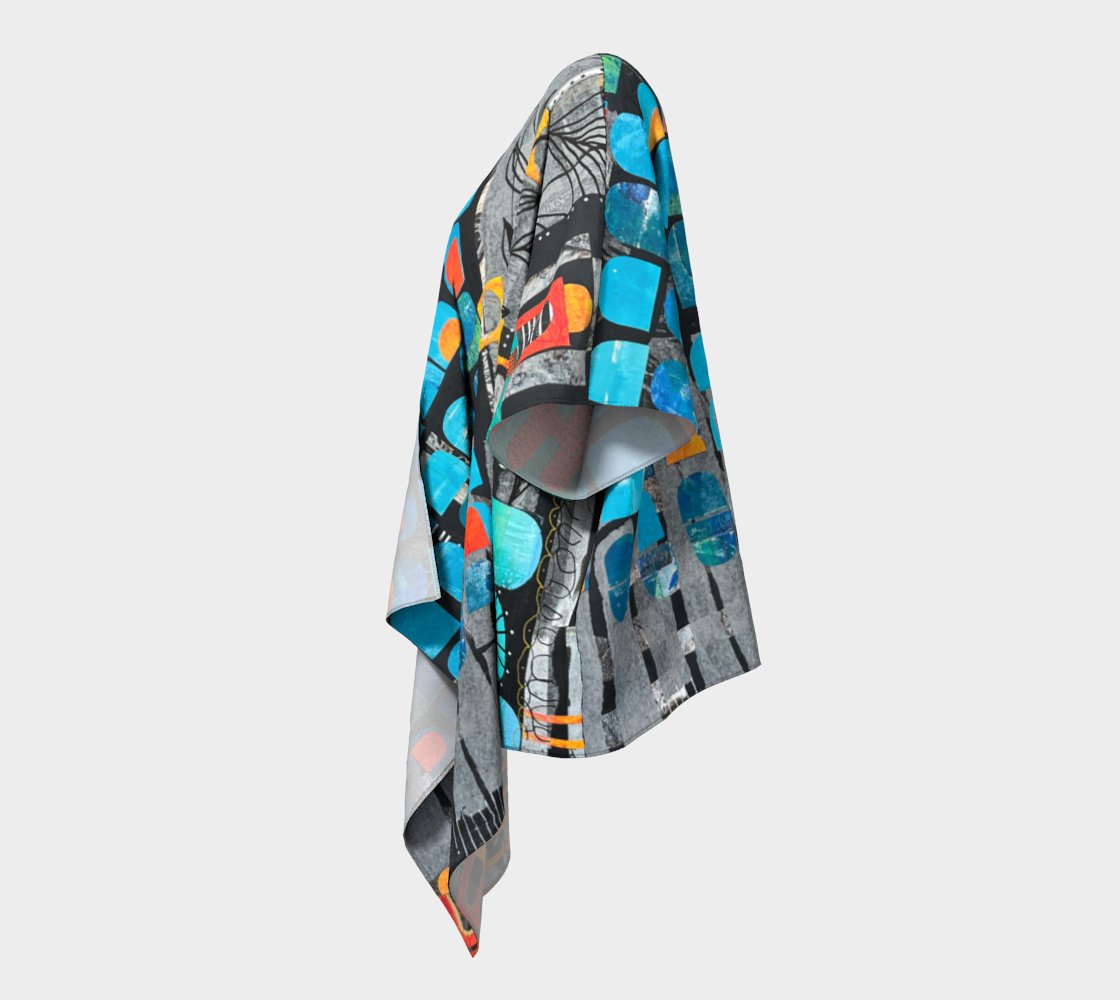 Rainy Monday - Abstract Collage Art Draped Kimono Shawl