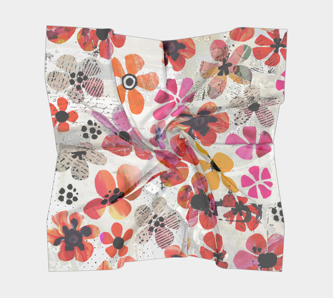 Cut Flowers - Floral Hand Sketched Art Square Scarf