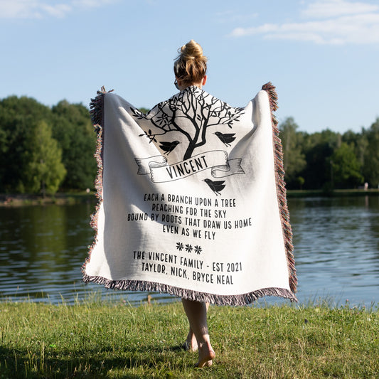 Family Tree Birds Personalized Family Woven Blanket