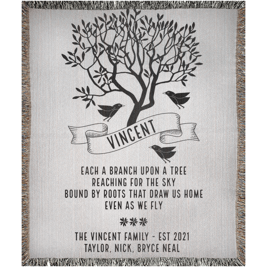 Family Tree Birds Personalized Family Woven Blanket