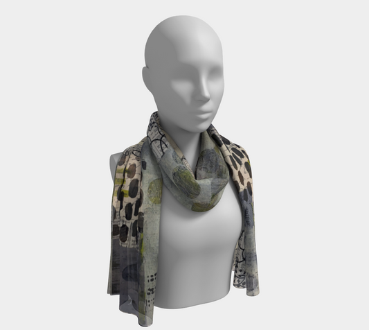 Grey Eucalyptus Botanical Collage - Long Scarf