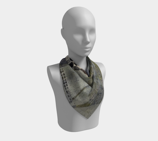 Grey Eucalyptus Botanical Collage - Square Scarf