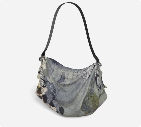 Handbag with a patterned design on a white background