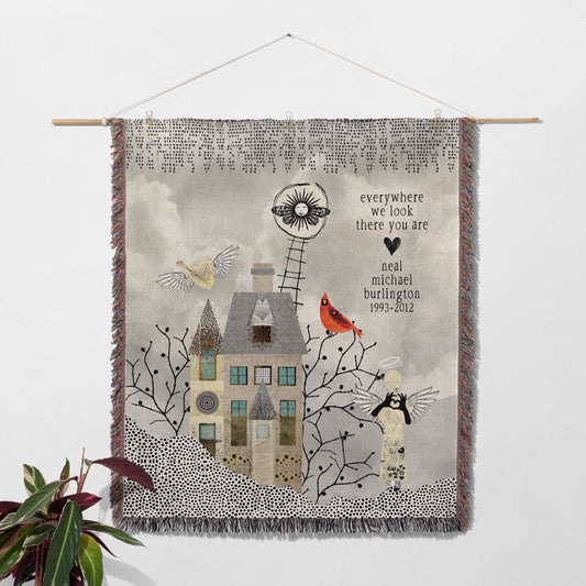House Ladder Personalized Memorial Woven Blanket