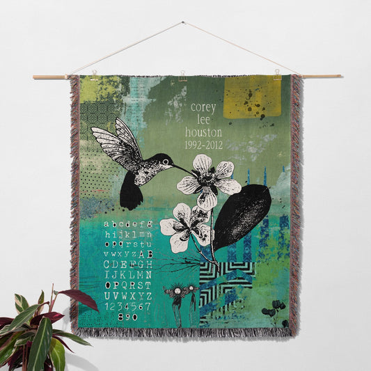 Hummingbird Personalized Memorial Woven Blanket